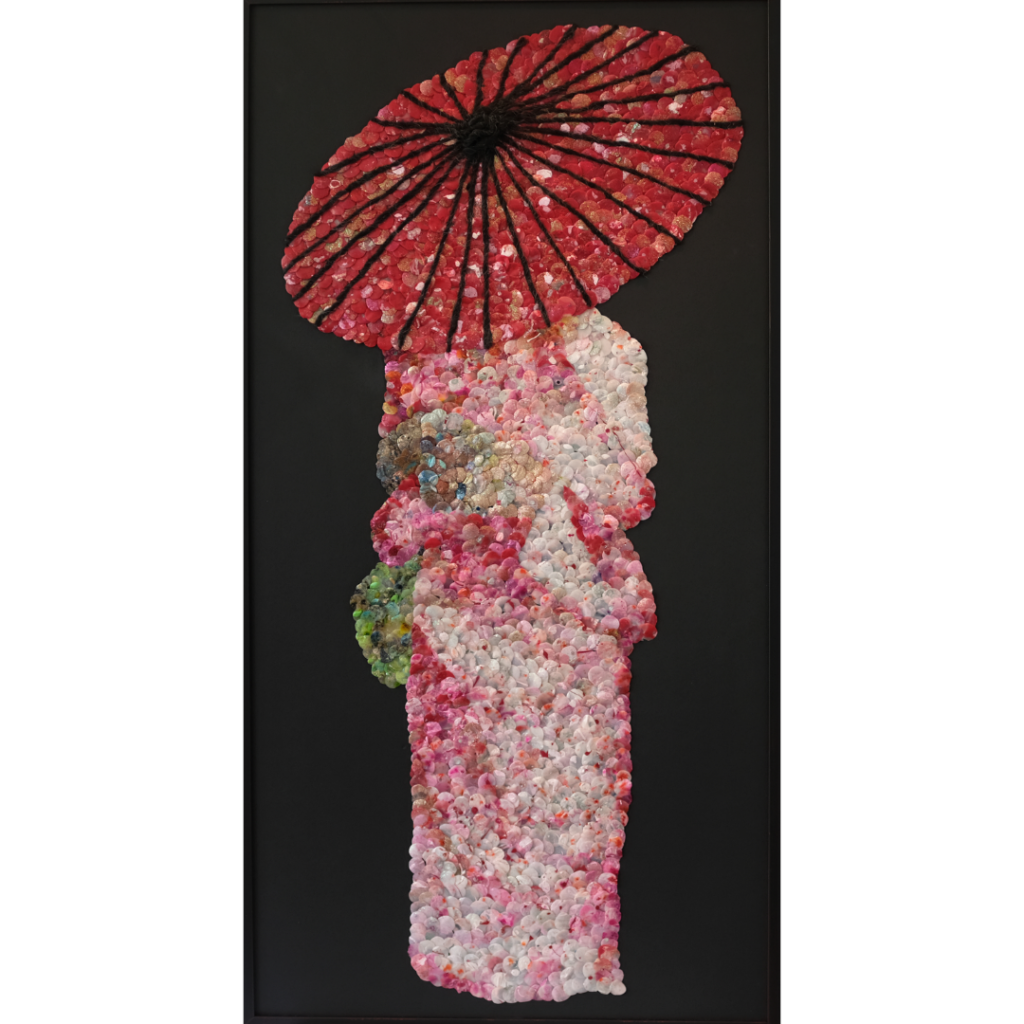 oeuvre djoulia H art la geisha au parapluie rouge