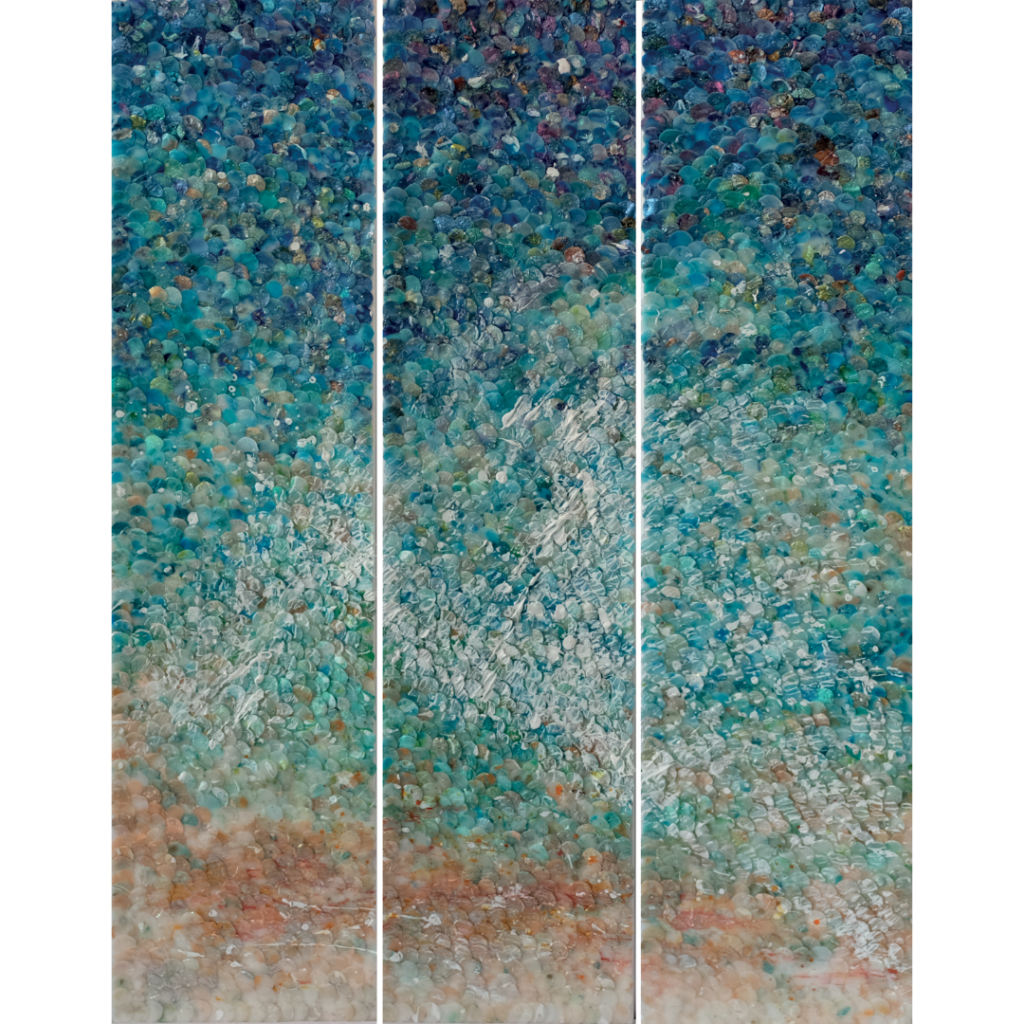 Oeuvre djoulia H triptyque la mer des Caraïbes